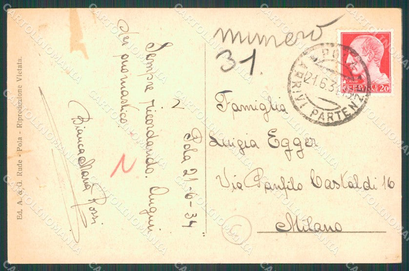 Croazia Pola Ammiragliato cartolina QZ9213 – retro