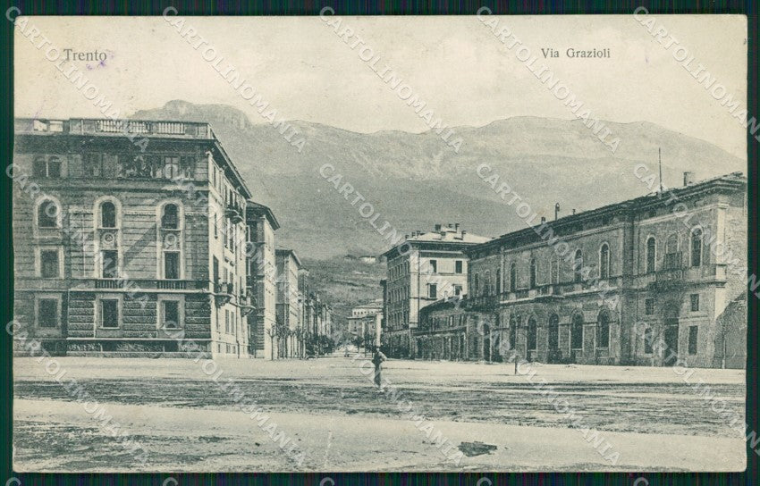 Trento Città TRACCE UMIDO PIEGHINA cartolina QZ9375 – fronte