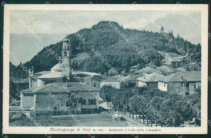 Trento Pinè Montagnaga di Santuario PIEGA cartolina QZ9484 – fronte