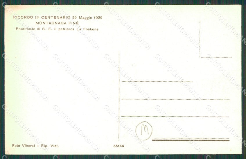 Trento Pinè Montagnaga di Patriarca La Fontaine cartolina QZ9492 – retro