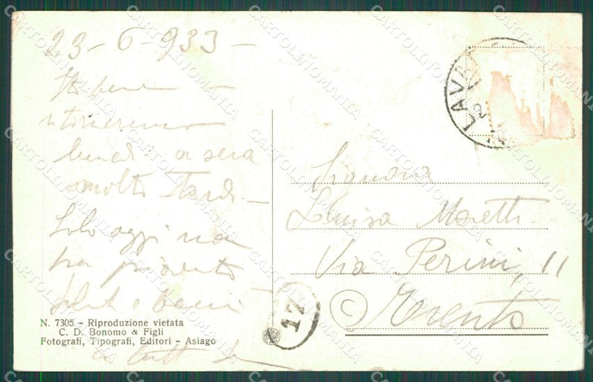 Trento Lavarone Monterovere PIEGHINE cartolina QZ9530 – retro