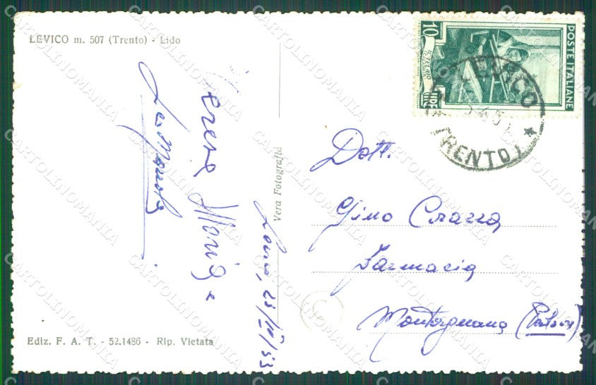 Trento Levico Terme Barche Foto cartolina QZ9550 – retro