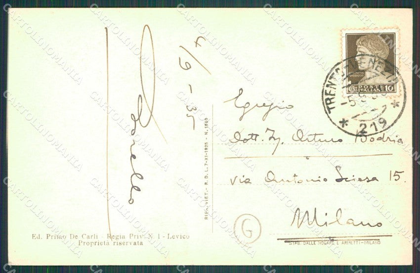 Trento Levico Terme Lago di Regate cartolina QZ9573 – retro