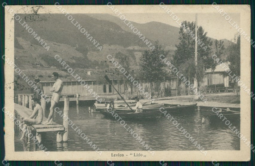 Trento Levico Terme Lago di Barca PIEGHE cartolina QZ9575 – fronte