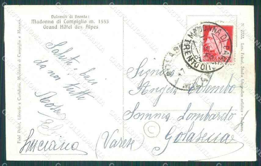 Trento Pinzolo Madonna di Campiglio cartolina QZ9588 – retro
