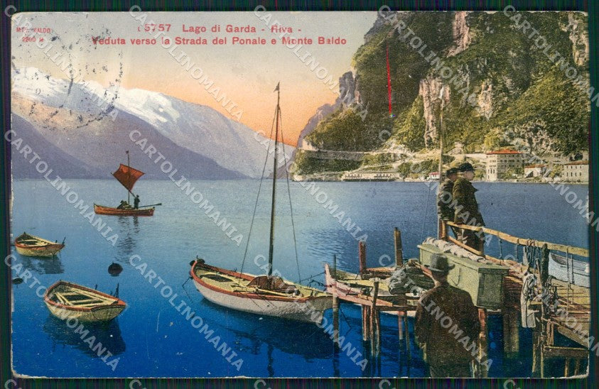 Trento Riva Lago di Garda Strada Ponale Barche ABRASA cartolina QZ9627 – fronte
