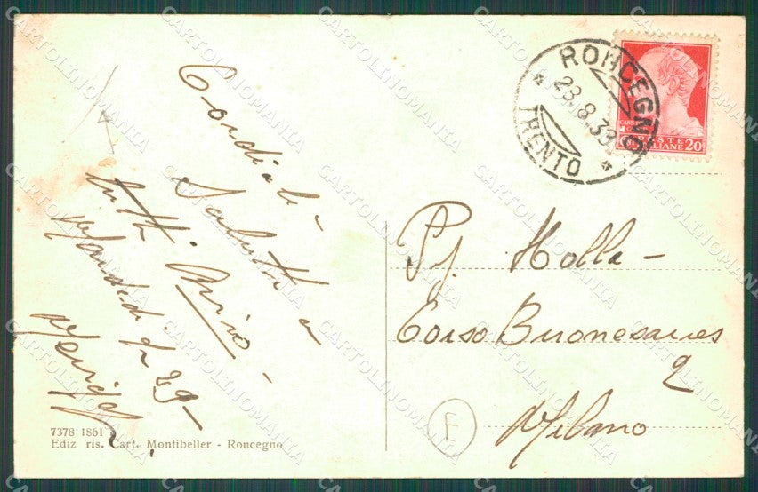 Trento Roncegno Terme PIEGHE MACCHIA cartolina QZ9678 – retro