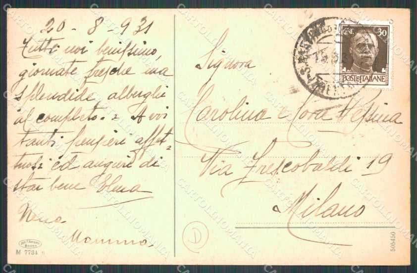 Trento Siror San Martino di Castrozza Cimon e Rosetta cartolina QZ9698 – retro