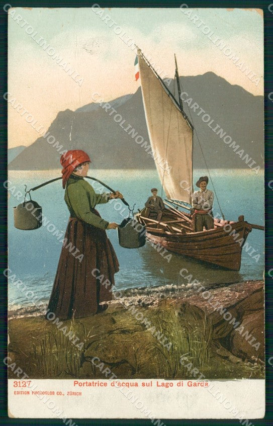 Trento Torbole Lago di Garda Costumi PIEGHINE cartolina QZ9728 – fronte