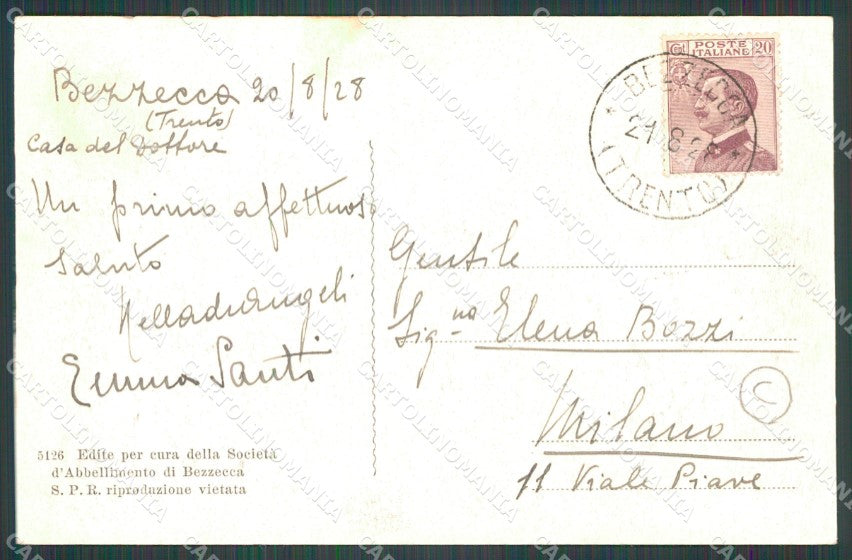 Trento Ledro Bezzecca cartolina QZ9784 – retro