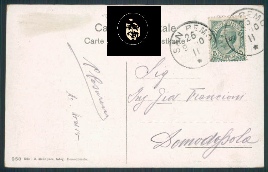 Imperia Bordighera cartolina RB0077 – retro