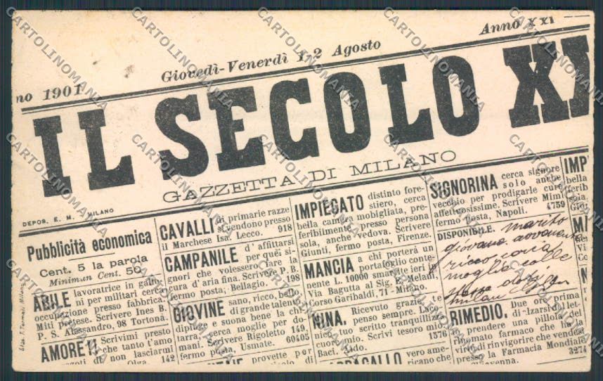 Genova giornale Il Secolo cartolina RB1284 – fronte