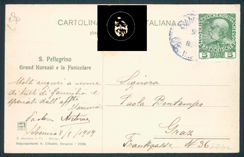 Bergamo San Pellegrino cartolina RB1438 – retro