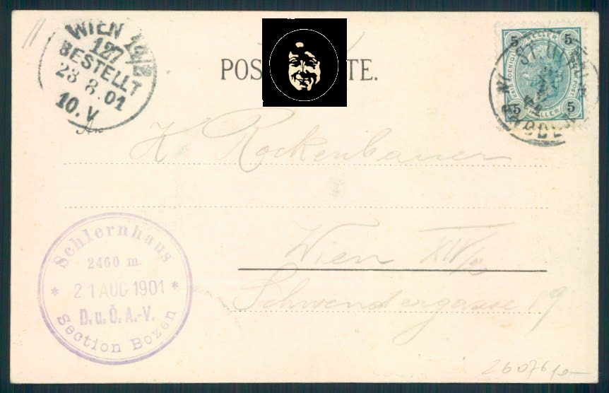 Bolzano Schlernhaus Rifugio cartolina RB1879 – retro