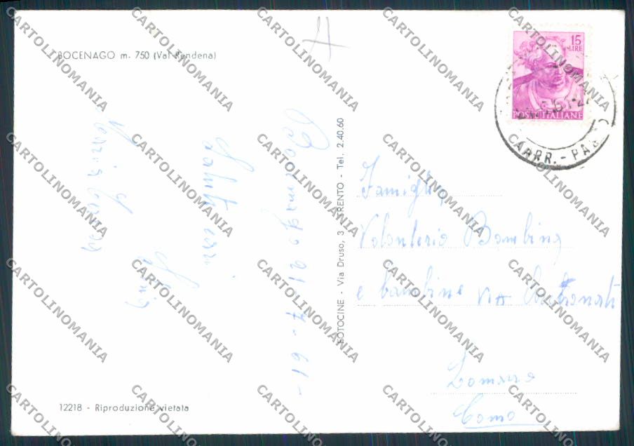 Trento Bocenago Foto FG cartolina RB2373 – retro