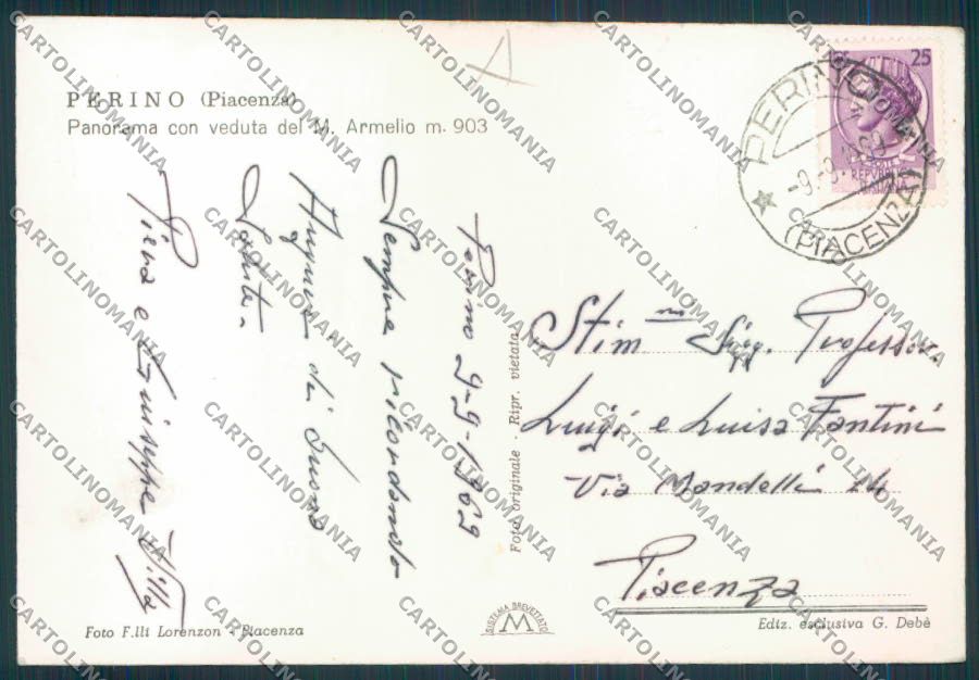 Piacenza Perino Foto FG cartolina RB2384 – retro
