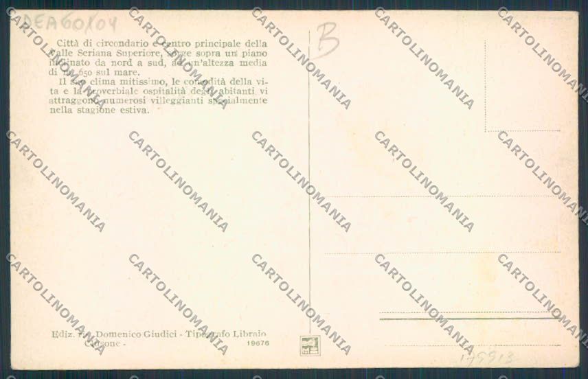 Bergamo Clusone cartolina RB2594 – retro