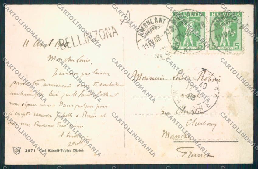 Svizzera Bellinzona SCOLLATA cartolina RB2959 – retro
