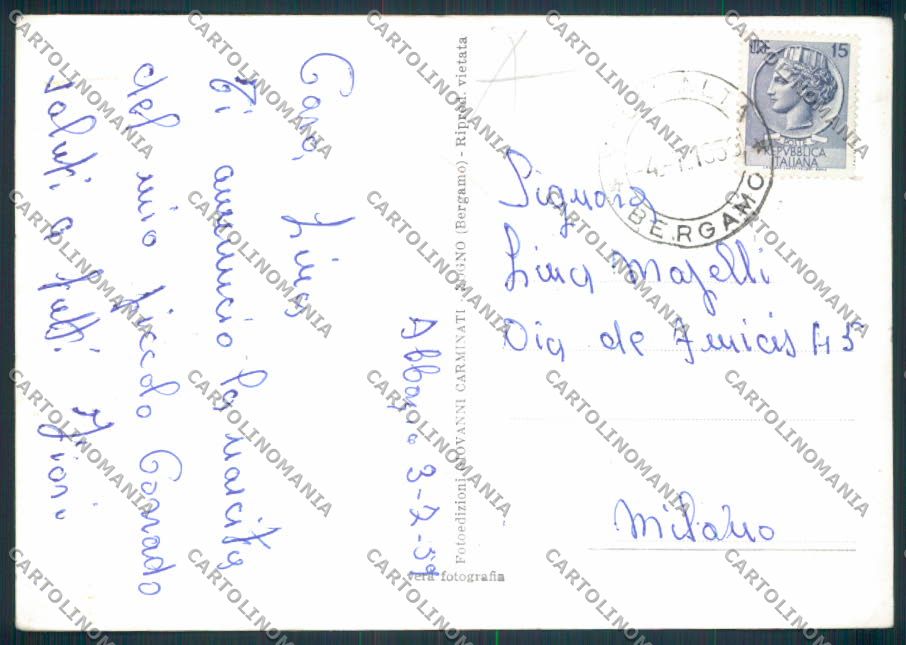 Bergamo Selvino Funivia Foto FG cartolina RB3576 – retro