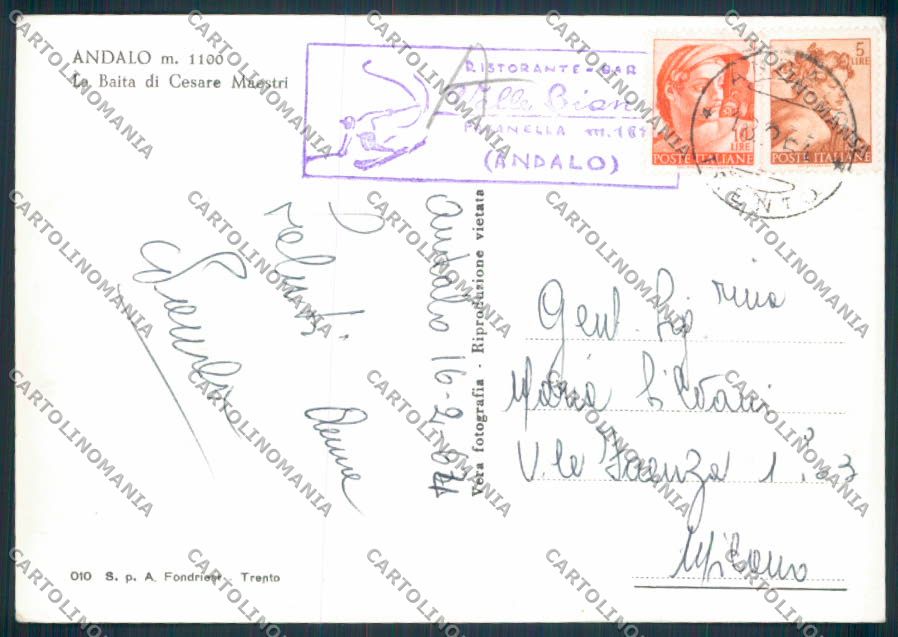 Trento Andalo Foto FG cartolina RB3584 – retro