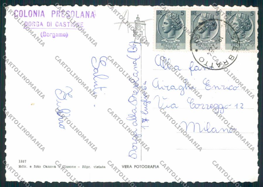 Bergamo Bratto Foto FG cartolina RB3593 – retro