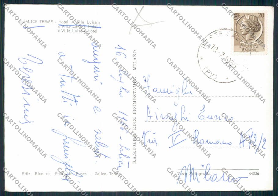 Pavia Salice Terme Foto FG cartolina RB3596 – retro