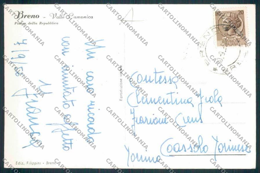 Brescia Breno Poste Foto FG cartolina RB3606 – retro