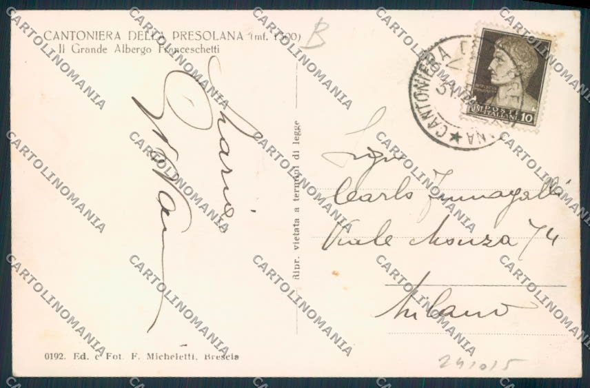 Bergamo Cantoniera Presolana Foto cartolina RB3725 – retro