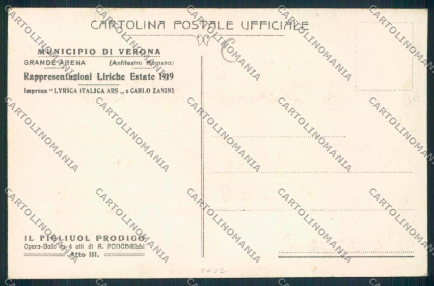 Verona Arena Lirica cartolina RB4360 – retro