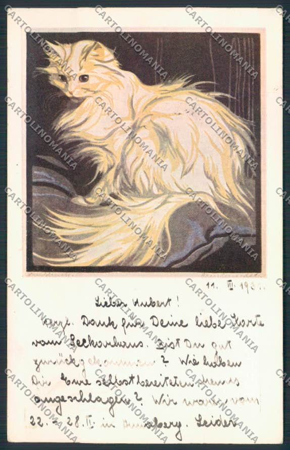 Art Deco Bresslern Cat postcard cartolina RB4382 – fronte