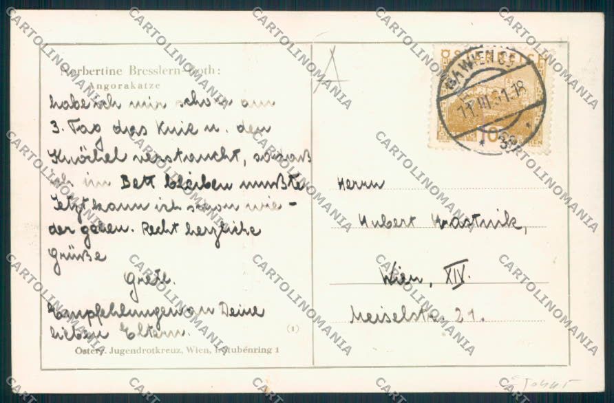 Art Deco Bresslern Cat postcard cartolina RB4382 – retro