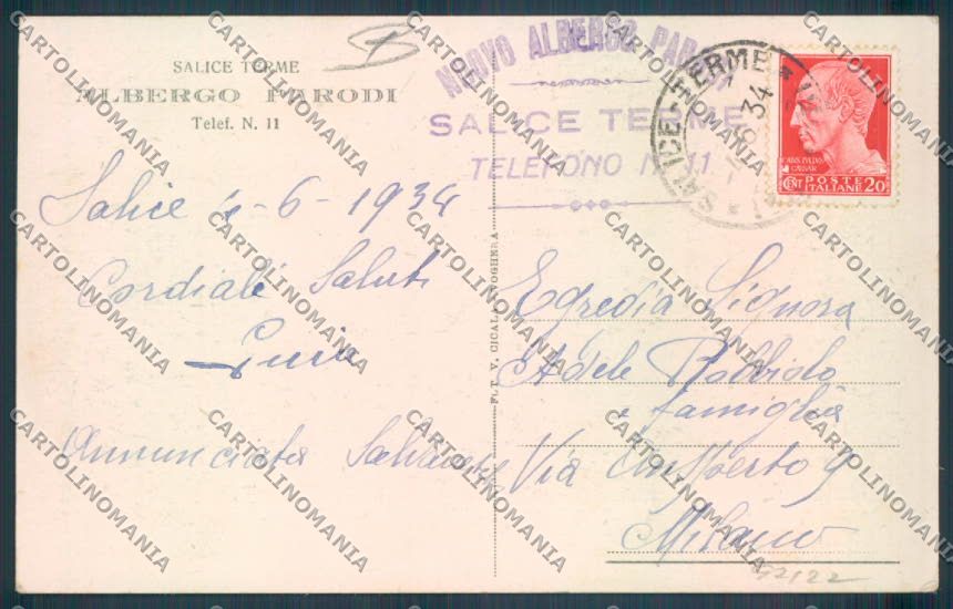 Pavia Salice Terme cartolina RB5008 – retro