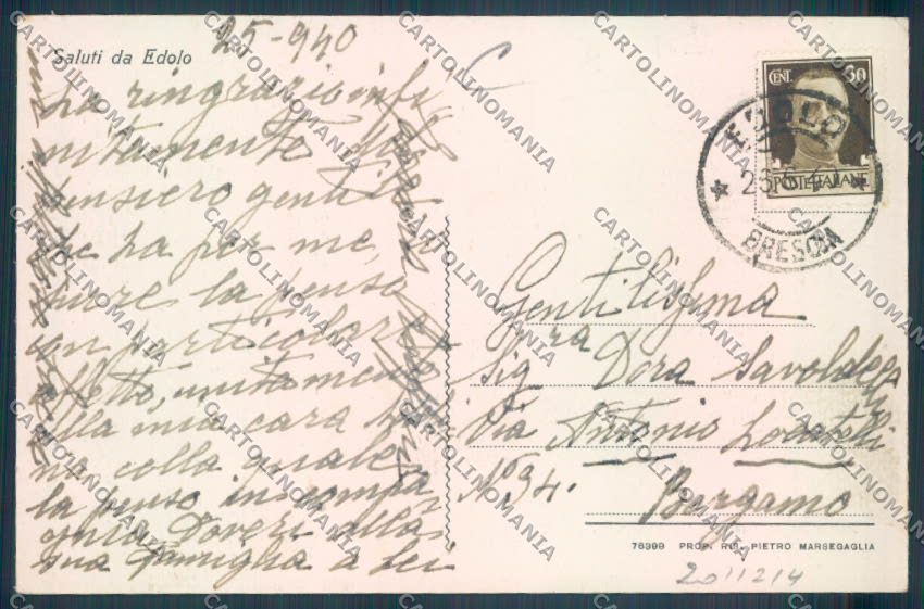 Brescia Edolo cartolina RB5184 – retro