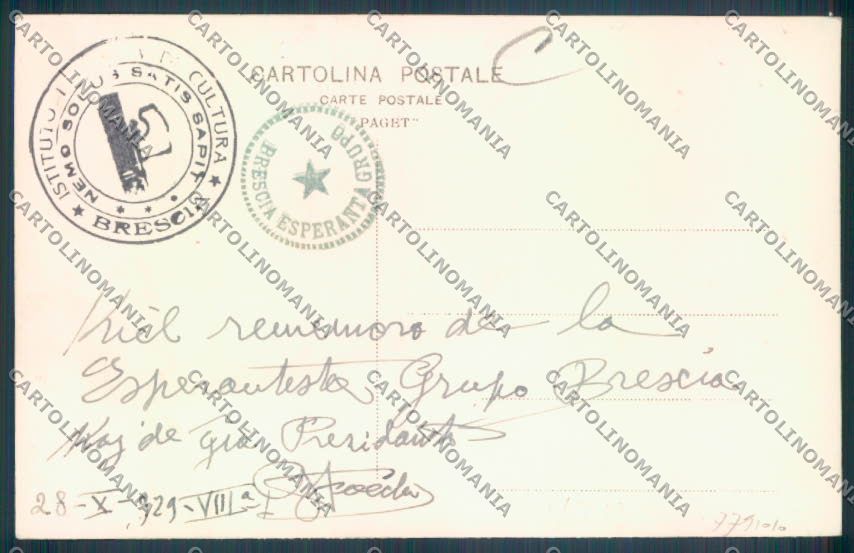 Brescia Città Fascismo Esperanto Foto cartolina RB5205 – retro