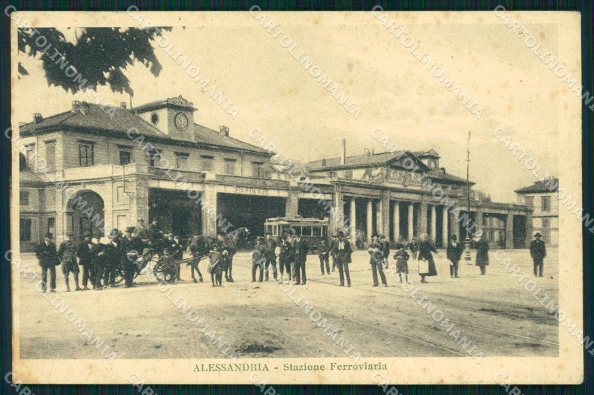 Alessandria Città Stazione Ferroviaria Tram cartolina RB5383 – fronte
