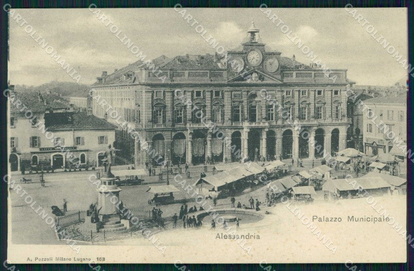 Alessandria Città Palazzo Municipale Mercato cartolina RB5386 – fronte