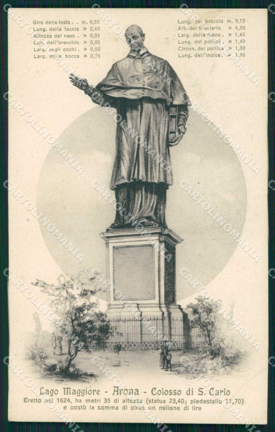 Novara Arona Lago Maggiore Colosso di San Carlo cartolina RB5393 – fronte