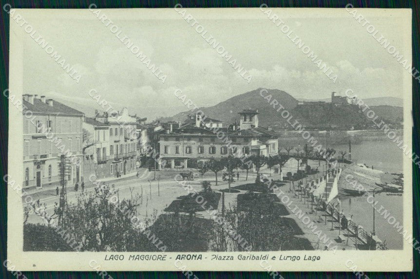 Novara Arona Lago Maggiore Piazza Garibaldi Lungo Lago cartolina RB5400 – fronte