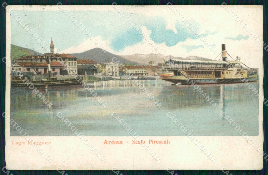 Novara Arona Lago Maggiore Scalo Piroscafi Battello ABRASA cartolina RB5411 – fronte