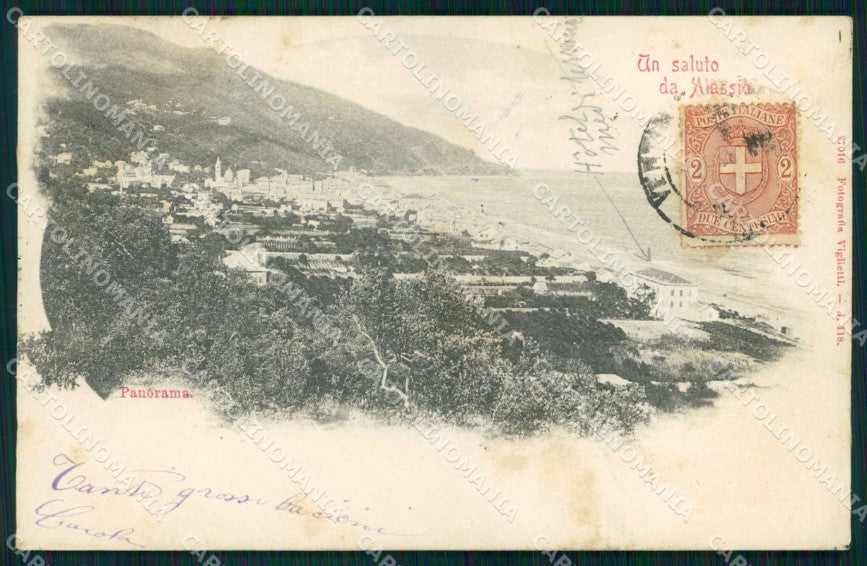Savona Alassio Saluto da Riviera di Ponente ABRASA cartolina RB5416 – fronte