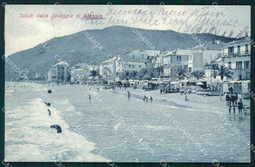 Savona Alassio Saluti da Spiaggia cartolina RB5429 – fronte