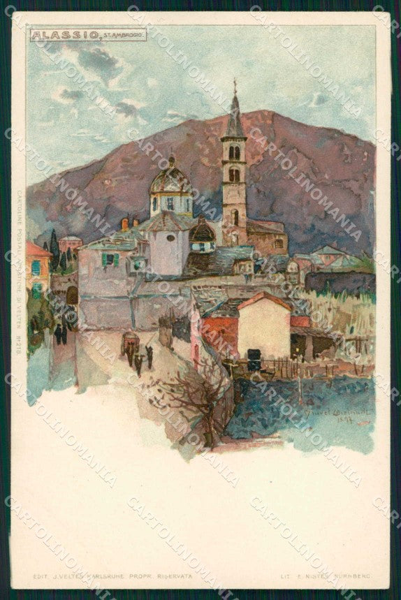 Savona Alassio Sant'Ambrogio Wielandt cartolina RB5431 – fronte