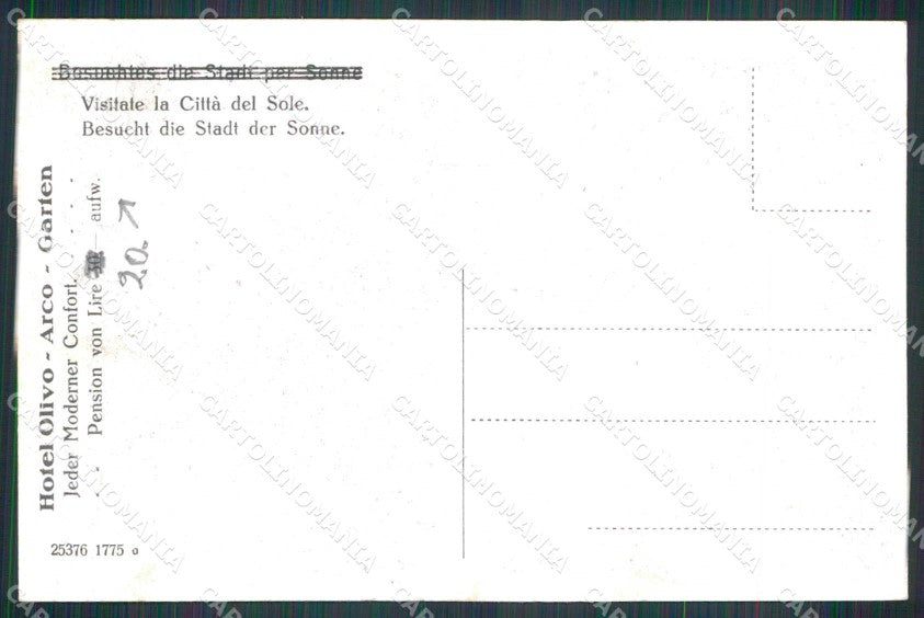Trento Arco Grande Albergo Olivo Giardino cartolina RB5469 – retro