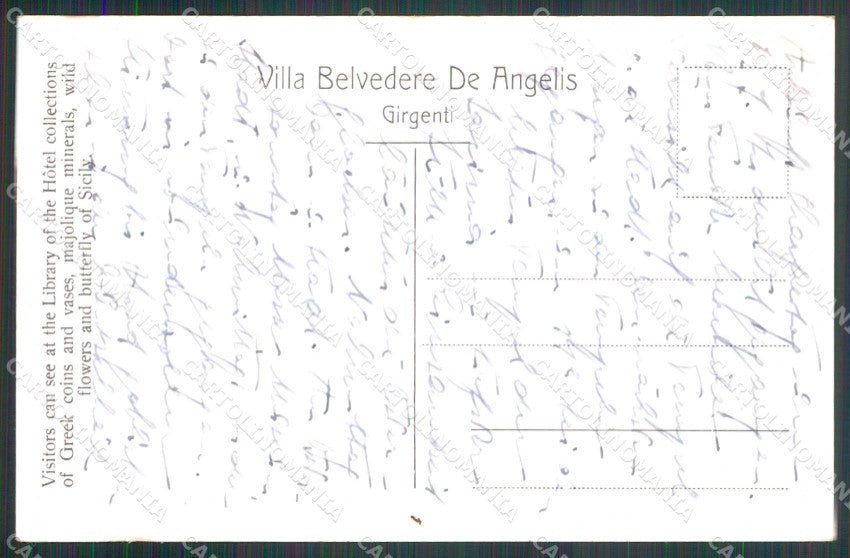 Agrigento Città Villa Belvedere De Angelis cartolina RB5485 – retro