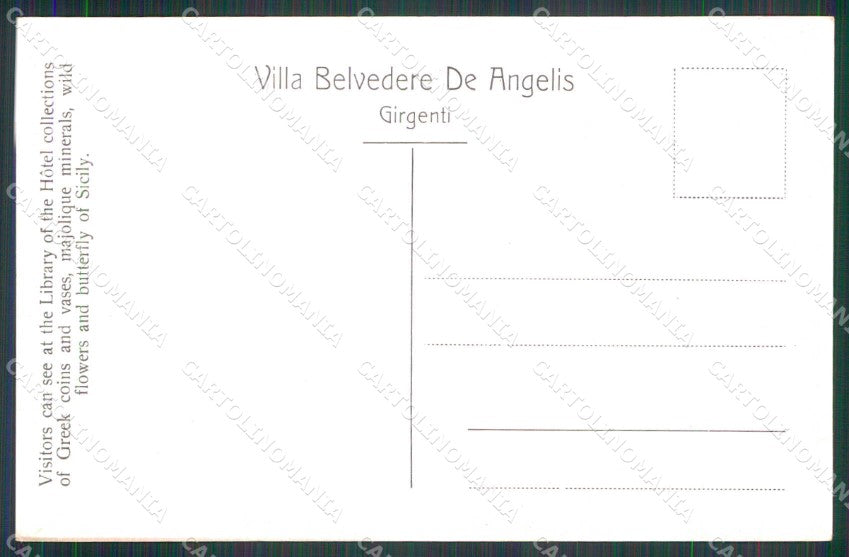 Agrigento Città Villa Belvedere De Angelis cartolina RB5486 – retro