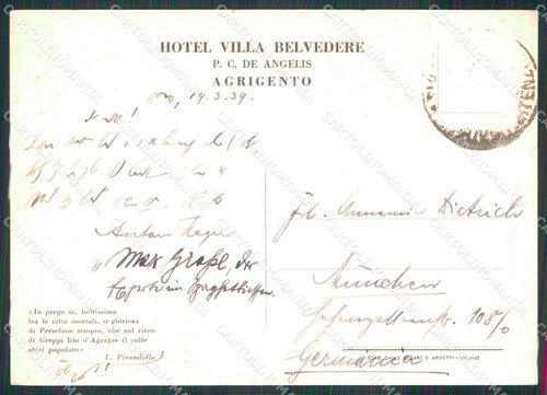 Agrigento Città Tempio della Concordia Pirandello FG cartolina RB5495 – retro