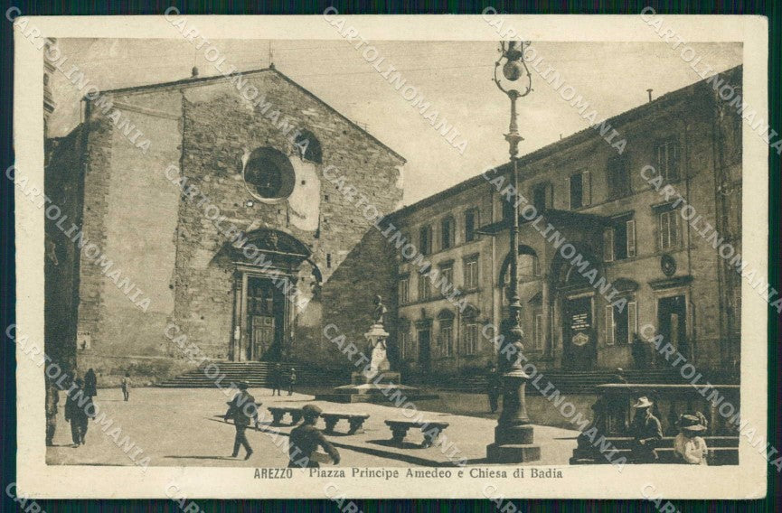 Arezzo Città Piazza Principe Amedeo Chiesa di Badia cartolina RB5500 – fronte