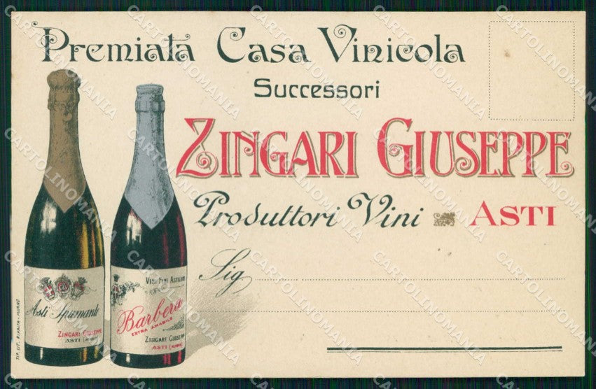 Asti Città Premiata Casa Vinicola Pubblicitaria ABRASA cartolina RB5536 – fronte