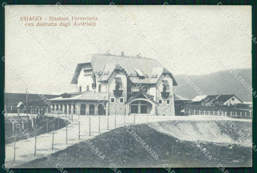 Vicenza Asiago Stazione Ferroviaria Distrutta dagli Austriaci cartolina RB5555 – fronte
