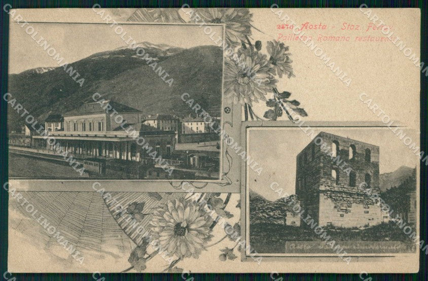 Aosta Città Stazione Treno Pailleron Romano Restaurato cartolina RB5571 – fronte